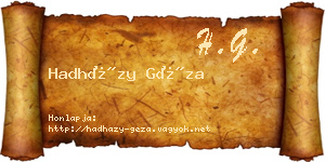 Hadházy Géza névjegykártya